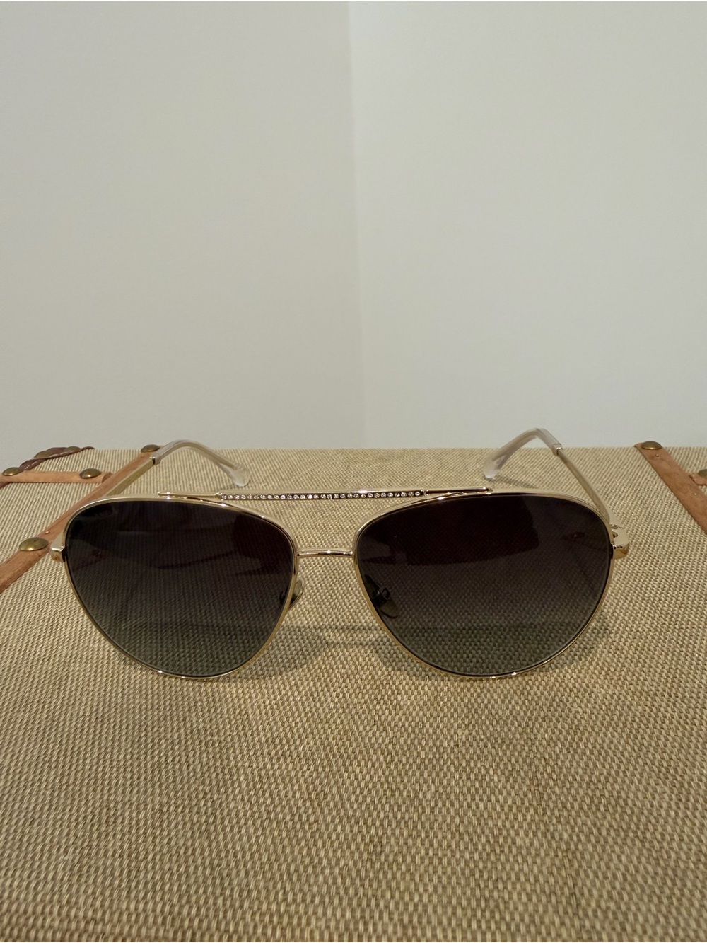CHANEL Gold Aviator Sunglasses with Dark Gradient Lenses